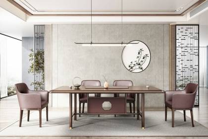 實木高端新中式會議洽談桌